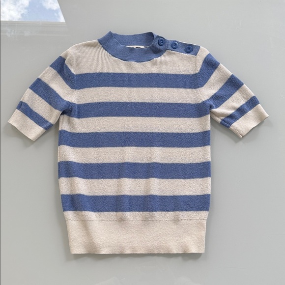 Uniqlo x Comptoir des Cotonniers Striped Knit Top – Blue & White — Size S - Picture 2 of 6